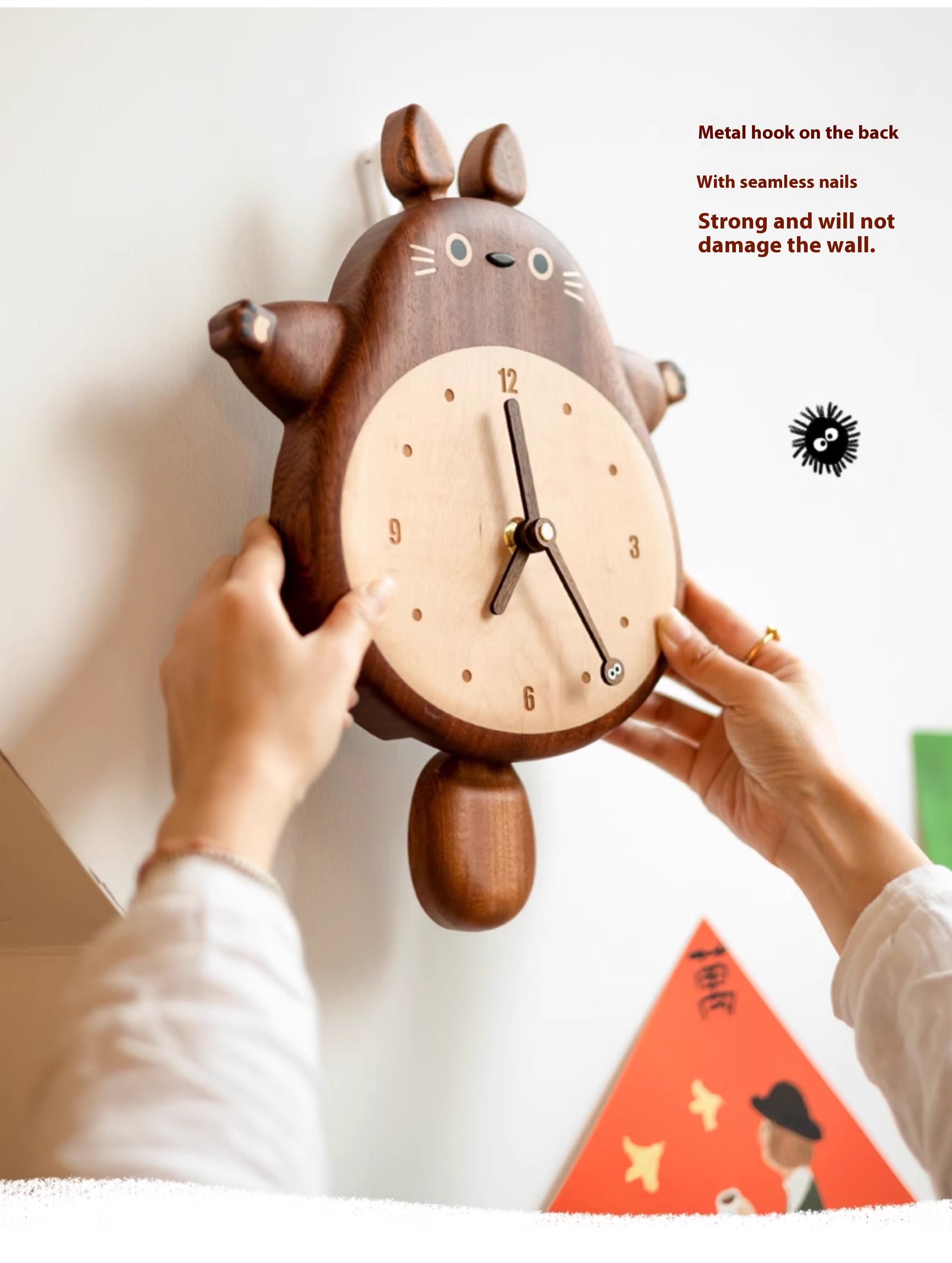 Handmade Ebony Wood Totoro Figurine | Hugging Pose Gift | Creative Kids Room Decor | Meaningful Birthday Gift for Child