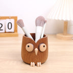 New 2025 Creative Pen Holder，Pen Holder for Desk - Hand Carved Wooden Pencil Organizer， birthday gifts for women, Unique Home Decor Gifts (Cute owl)