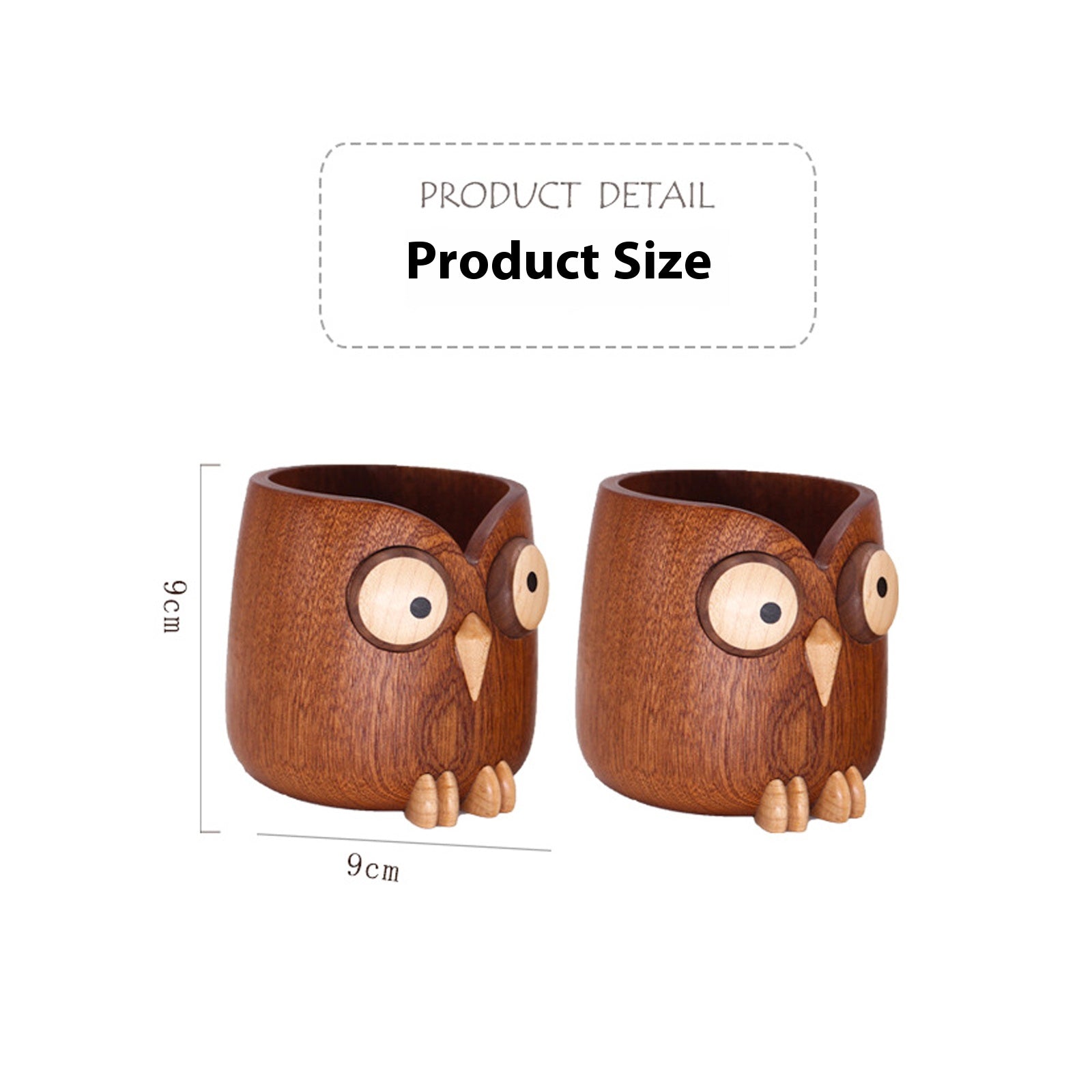 New 2025 Creative Pen Holder，Pen Holder for Desk - Hand Carved Wooden Pencil Organizer， birthday gifts for women, Unique Home Decor Gifts (Cute owl)
