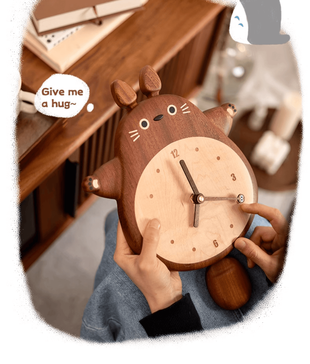 Handmade Ebony Wood Totoro Figurine | Hugging Pose Gift | Creative Kids Room Decor | Meaningful Birthday Gift for Child