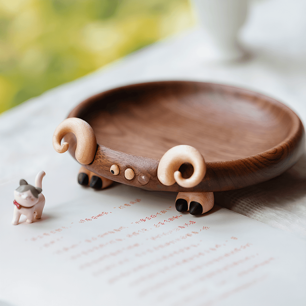 Handcrafted Sheep Decor Tray - Elegant Black Walnut Storage & Fruit Plate with Unique Wood Accents, Stylish Desk Organizer & Gift - Adaoge gifts