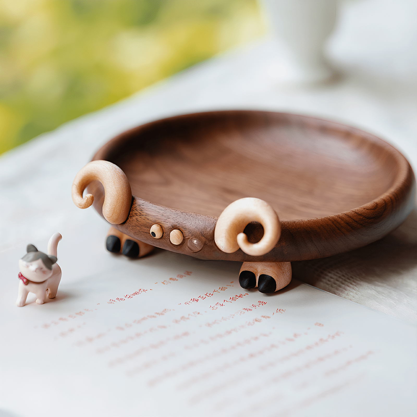 Handcrafted Sheep Decor Tray - Elegant Black Walnut Storage & Fruit Plate with Unique Wood Accents, Stylish Desk Organizer & Gift - Adaoge gifts