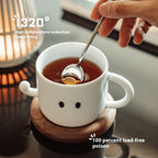 Couple Mugs Set | Solid Wood Nest Coaster | High-Temperature White Porcelain | Creative Birthday Gift for Couples