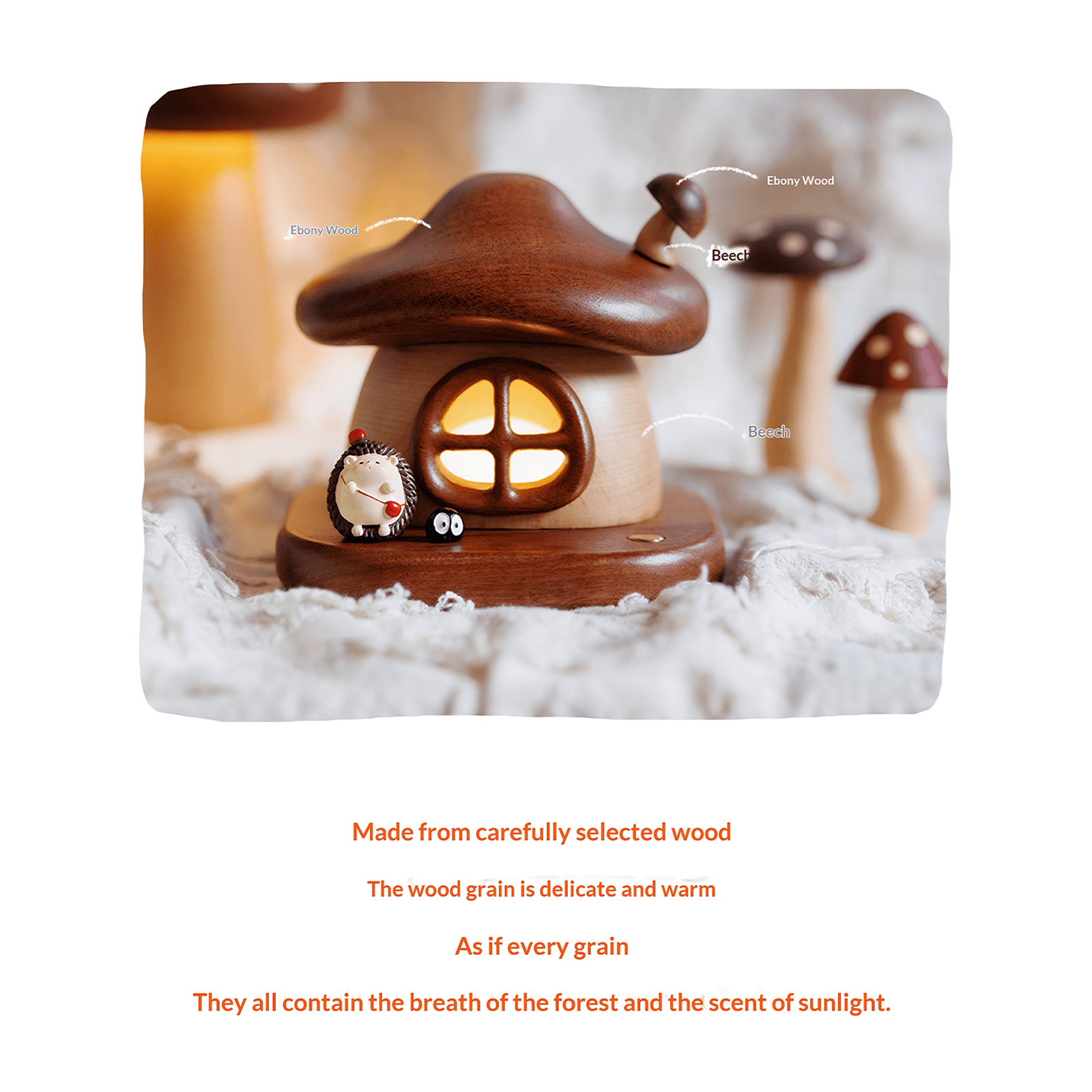 Handcrafted Hedgehog Night Light - Wooden Nursery Lamp, Kids' Gift Idea - Adaoge gifts