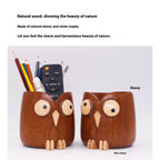 New 2025 Creative Pen Holder，Pen Holder for Desk - Hand Carved Wooden Pencil Organizer， birthday gifts for women, Unique Home Decor Gifts (Cute owl)