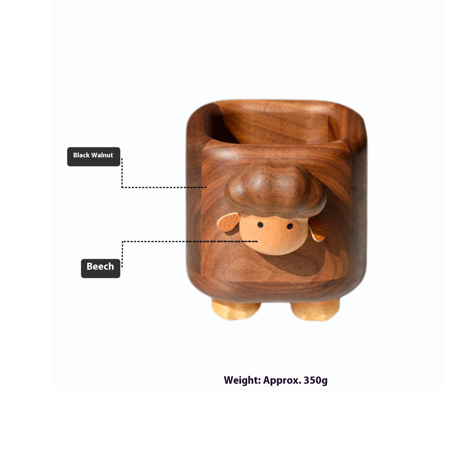 New 2025 Creative Pen Holder，Pen Holder for Desk - Hand Carved Wooden Pencil Organizer，  birthday gifts for women, Unique Home Decor Gifts(black walnut) (Cute little sheep)