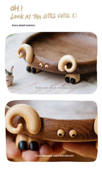 Handcrafted Sheep Decor Tray - Elegant Black Walnut Storage & Fruit Plate with Unique Wood Accents, Stylish Desk Organizer & Gift - Adaoge gifts
