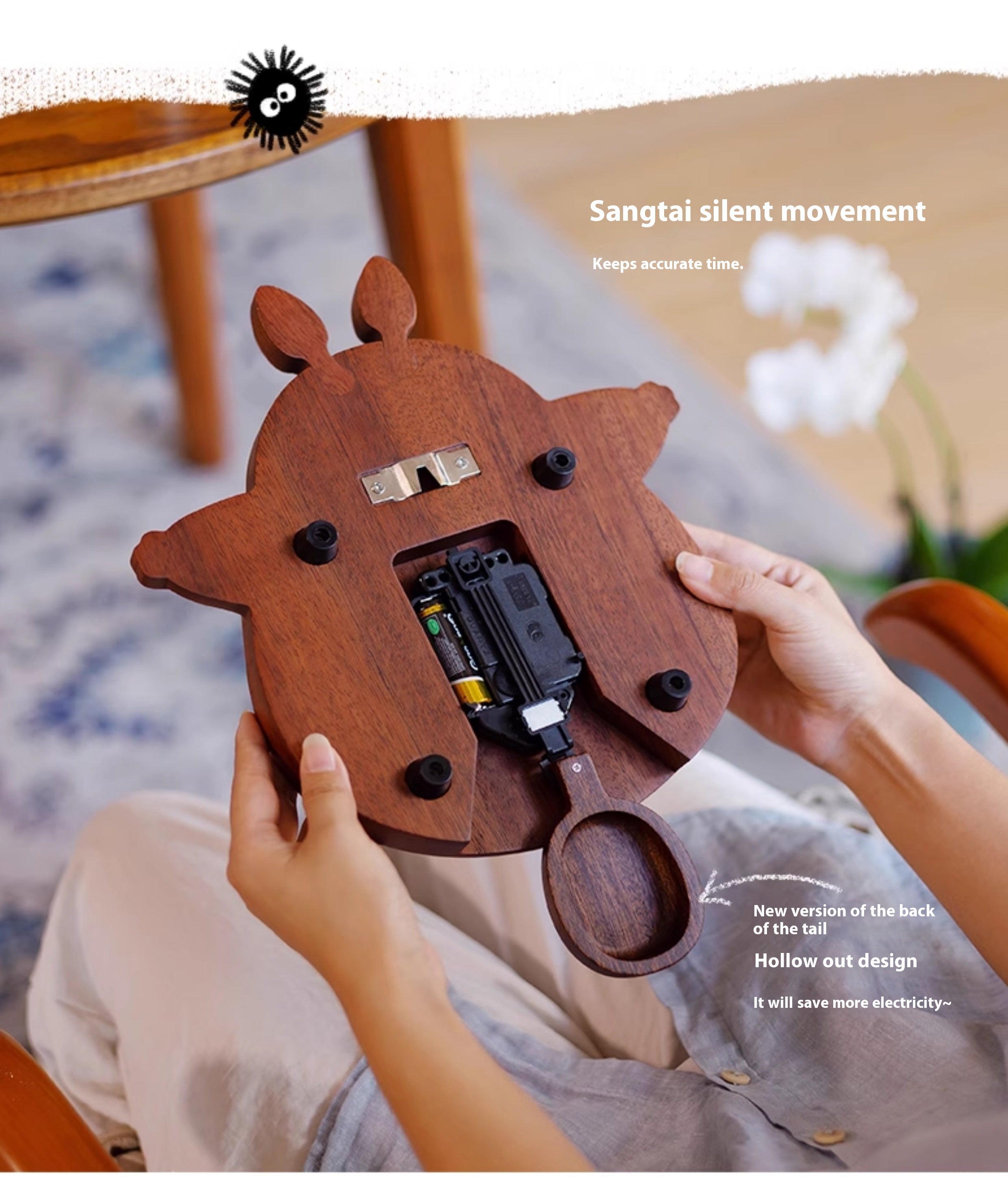 Handmade Ebony Wood Totoro Figurine | Hugging Pose Gift | Creative Kids Room Decor | Meaningful Birthday Gift for Child