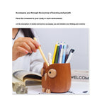 New 2025 Creative Pen Holder，Pen Holder for Desk - Hand Carved Wooden Pencil Organizer， birthday gifts for women, Unique Home Decor Gifts (Cute owl)