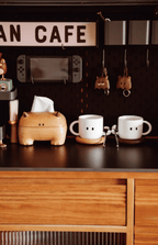 Couple Mugs Set | Solid Wood Nest Coaster | High-Temperature White Porcelain | Creative Birthday Gift for Couples