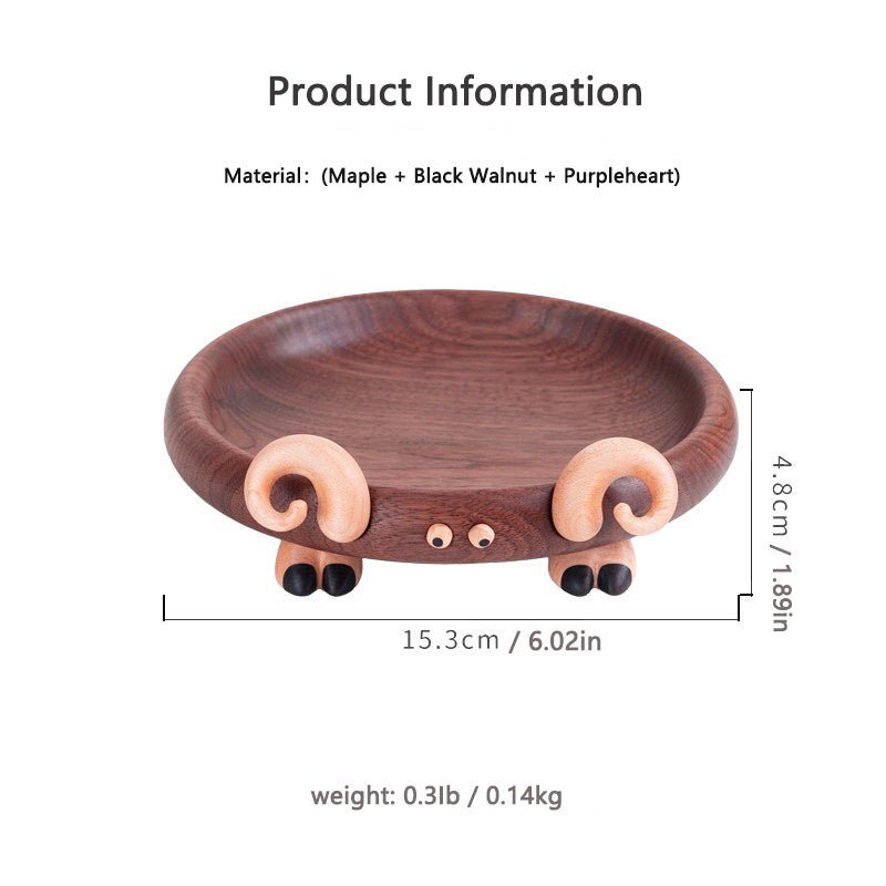 Handcrafted Sheep Decor Tray - Elegant Black Walnut Storage & Fruit Plate with Unique Wood Accents, Stylish Desk Organizer & Gift - Adaoge gifts