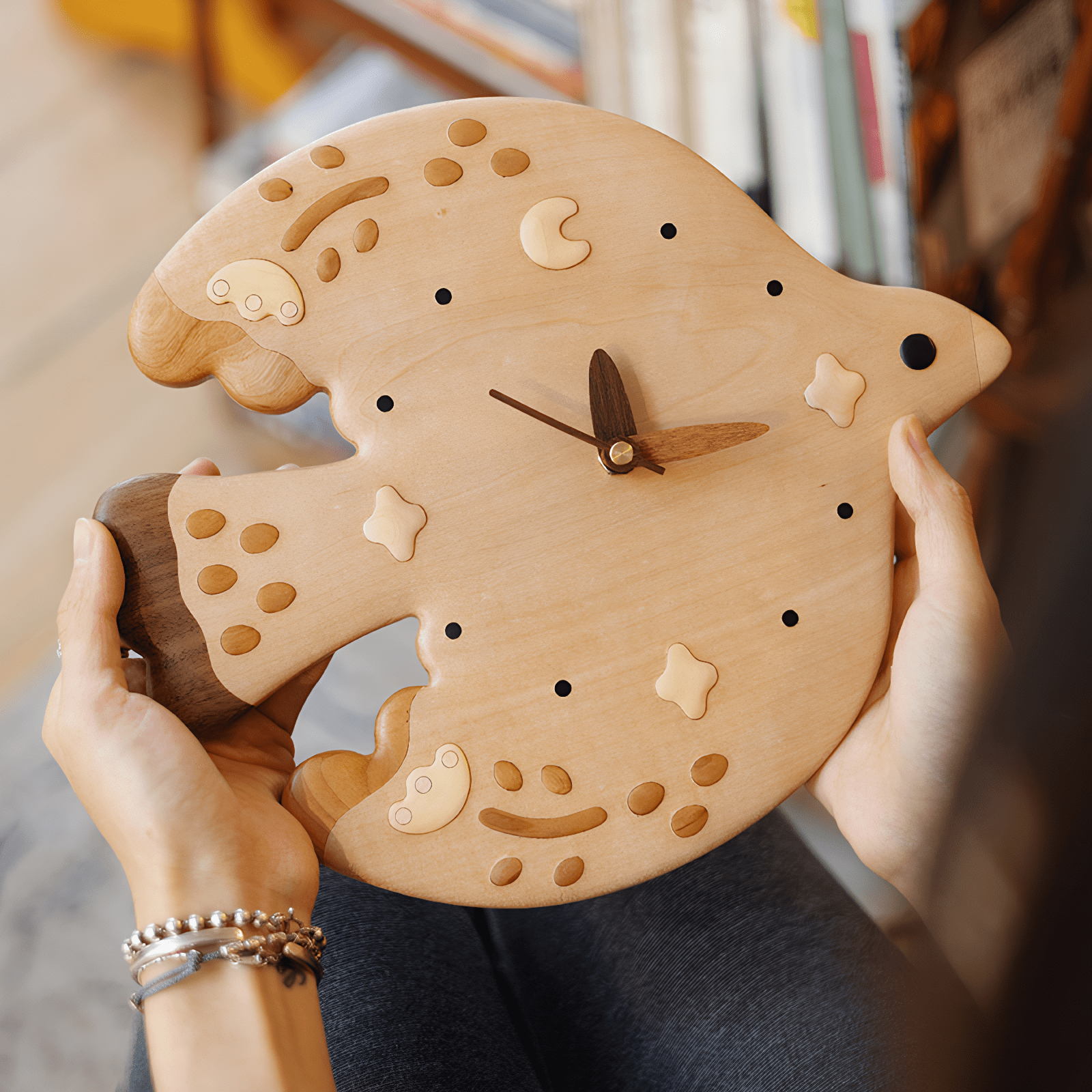 Handcrafted Bird Wall Art Clock - Beautiful Multi-Wood Decor Piece - Adaoge gifts