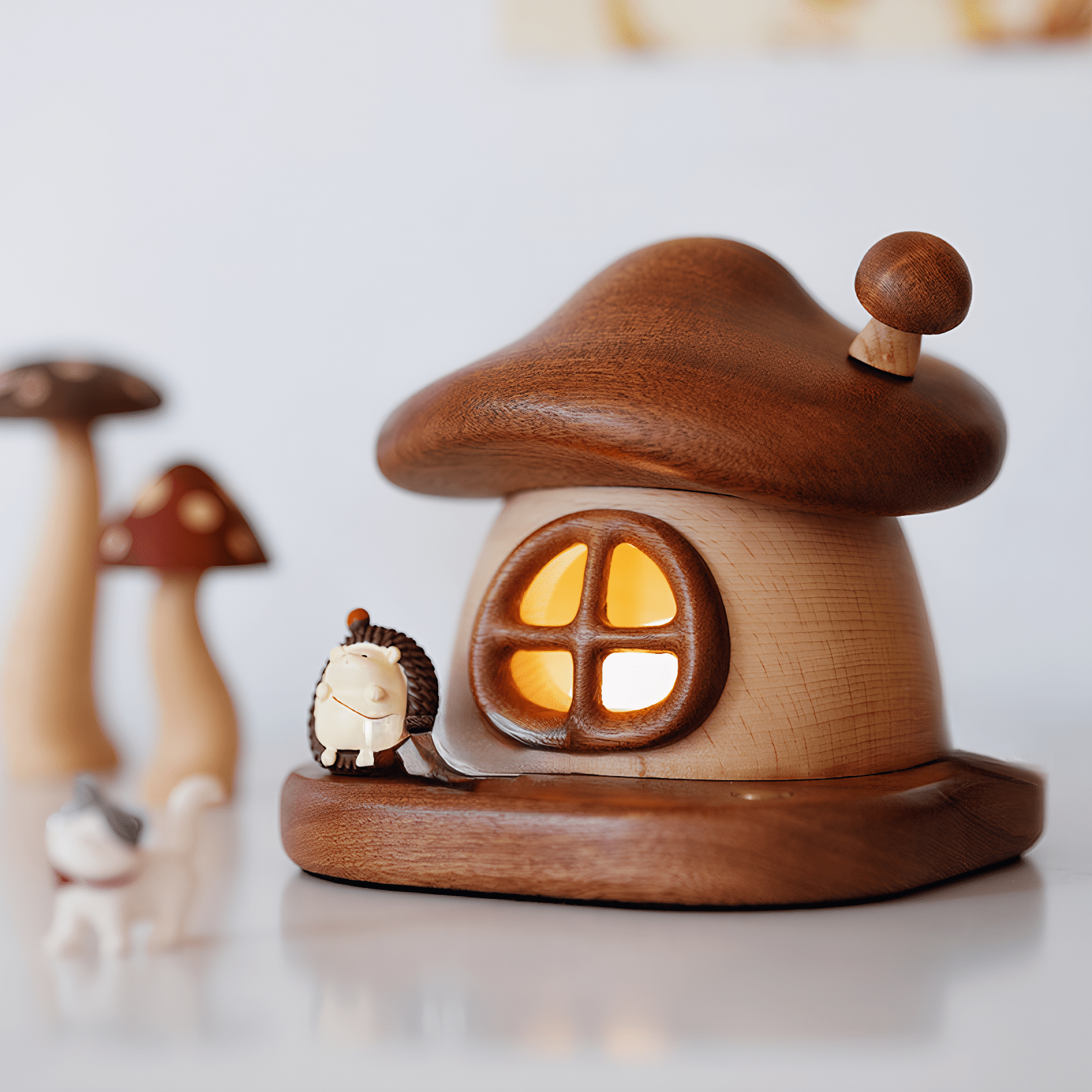 Handcrafted Hedgehog Night Light - Wooden Nursery Lamp, Kids' Gift Idea - Adaoge gifts