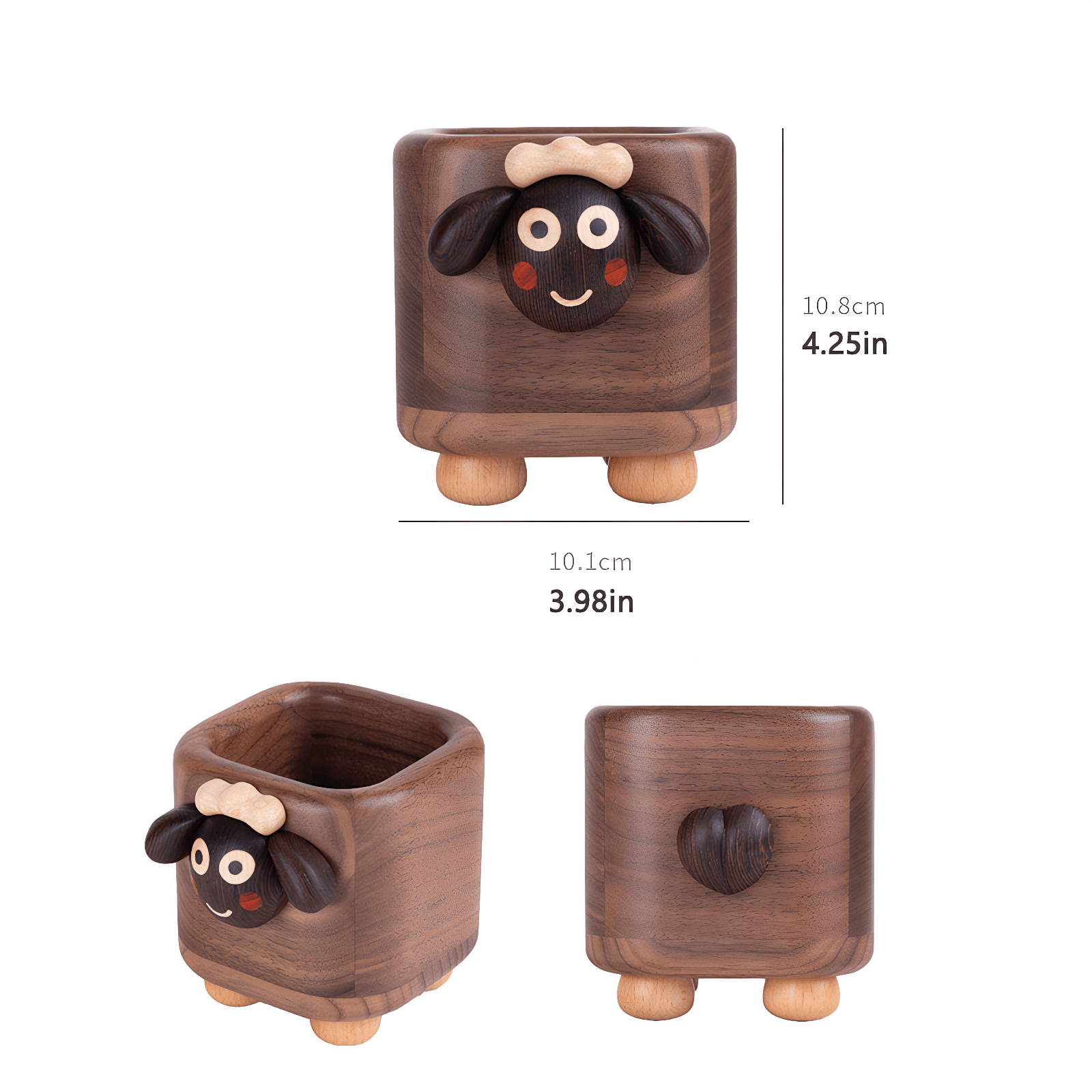 Cute Sheep Wooden Pen Cup - Multilayer Wood Craft Desk Organizer for Kids, Black Walnut, Ideal School Supplies Holder, Perfect Gift Ages 5-10 - Adaoge gifts