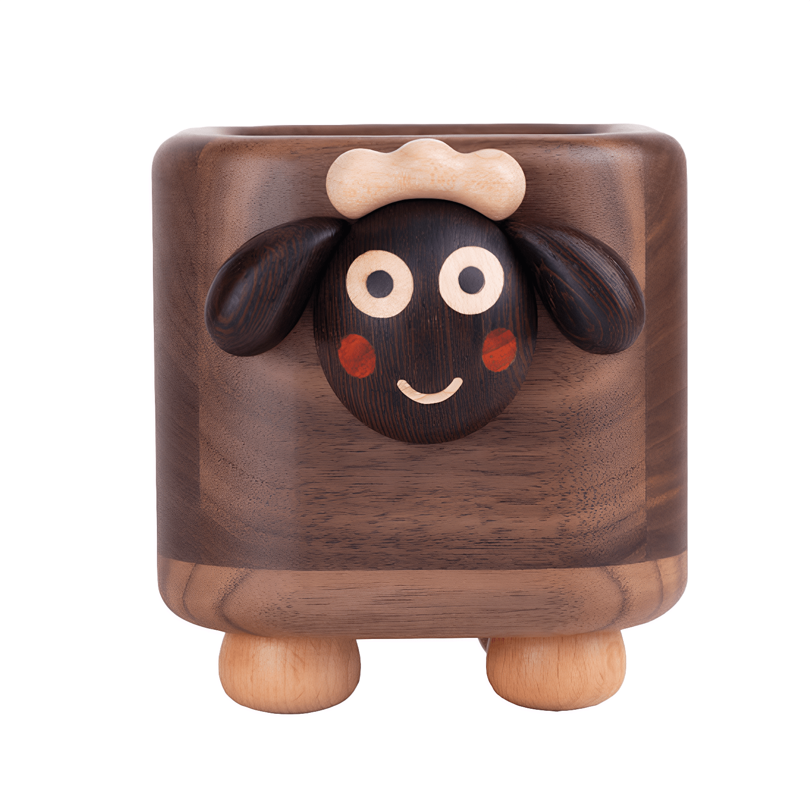 Cute Sheep Wooden Pen Cup - Multilayer Wood Craft Desk Organizer for Kids, Black Walnut, Ideal School Supplies Holder, Perfect Gift Ages 5-10 - Adaoge gifts