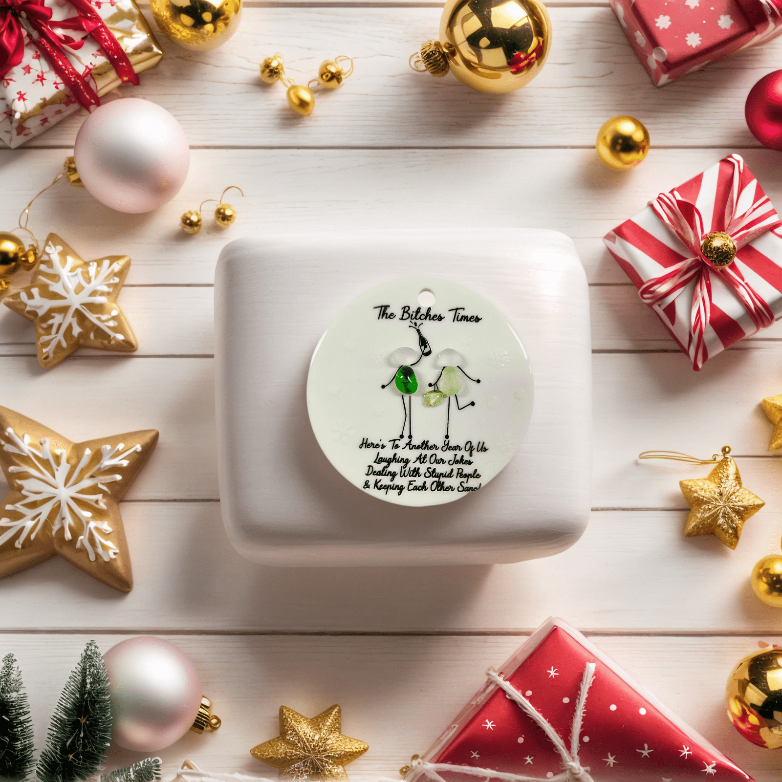 Sea Glass Ornaments Brimming with Friendship, gift for bestie