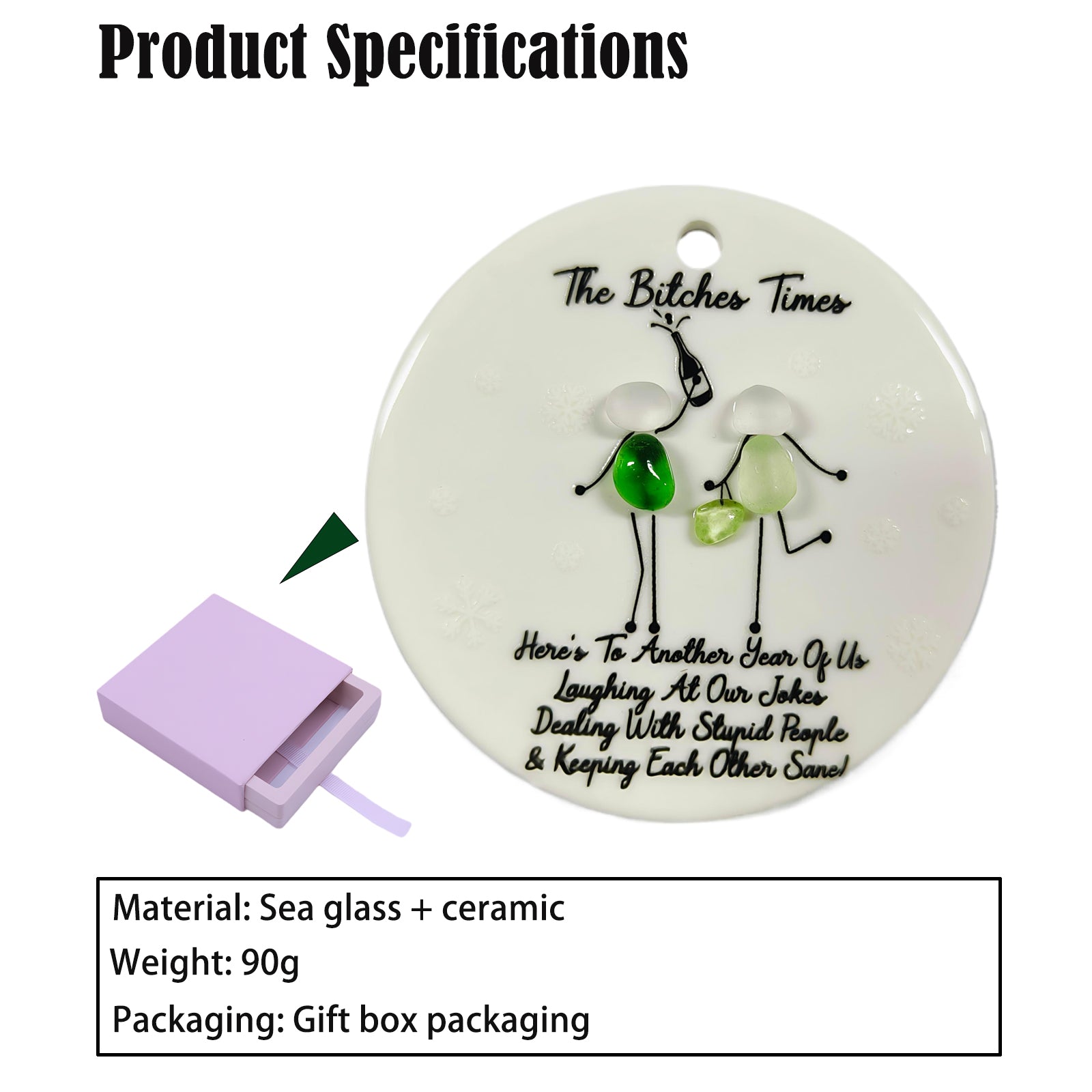 Sea Glass Ornaments Brimming with Friendship, gift for bestie