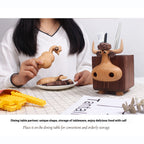 Hand Carved Wooden Pen Holder, Black Walnut Calf Pencil Organizer - Unique Desk Decor & Birthday Gifts for Women